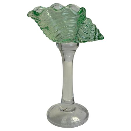 Kandelaar schelp glas 13x8x21cm | Mansion Atmosphere