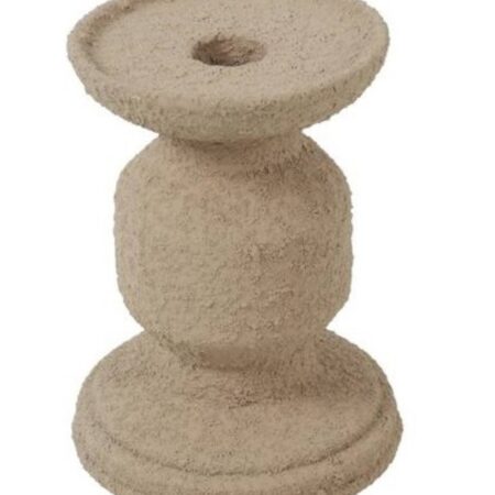 Kandelaar taupe aardewerk H14cm | Countryfield
