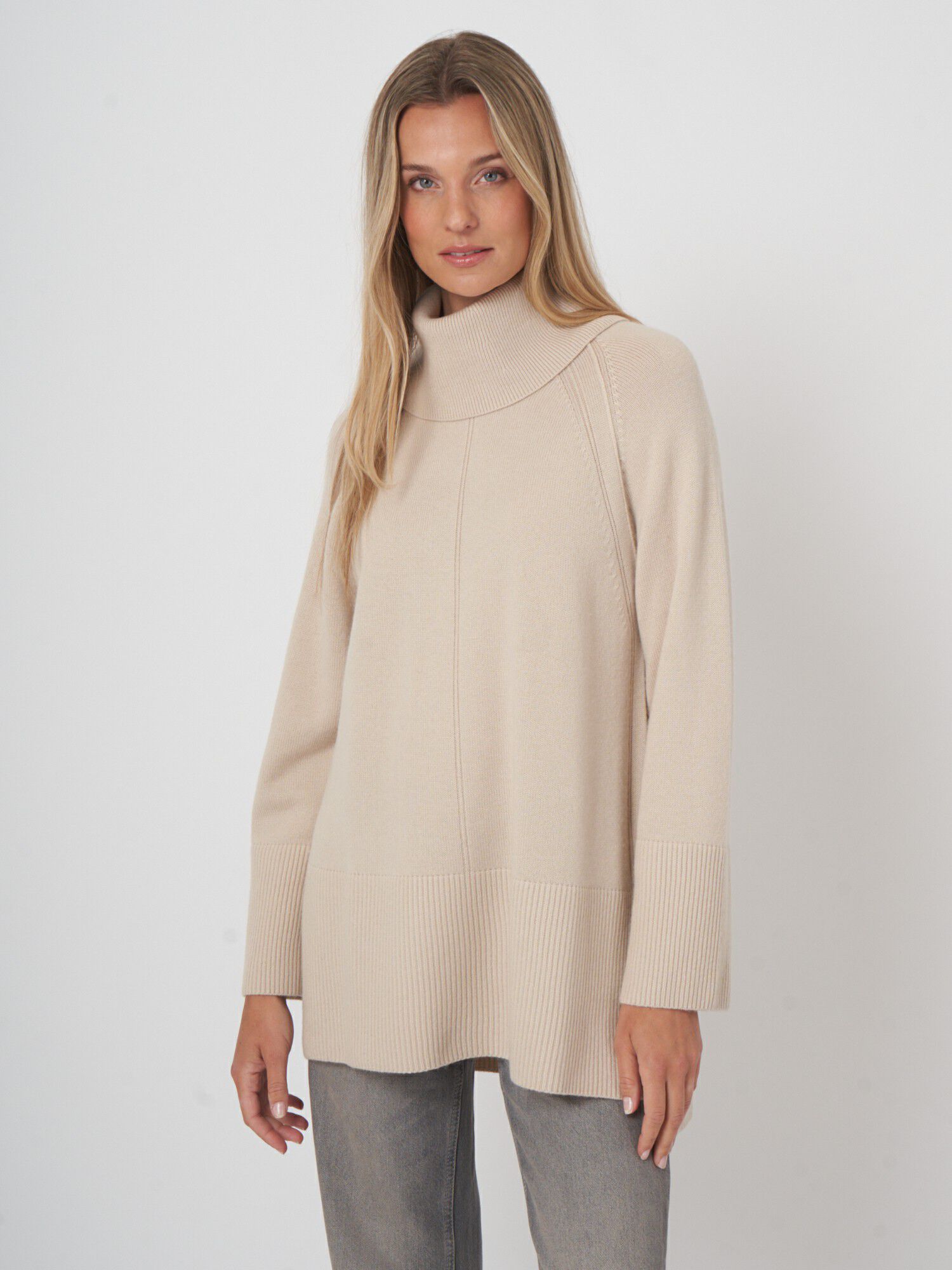 Kasjmier pullover met A-lijn en zijsplitten