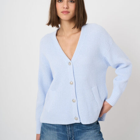 Katoenen cardigan met wafelstructuur