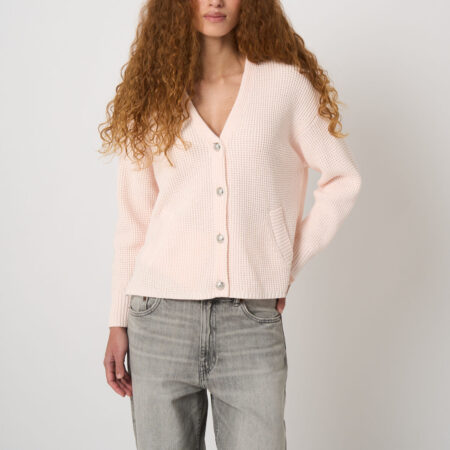 Katoenen cardigan met wafelstructuur