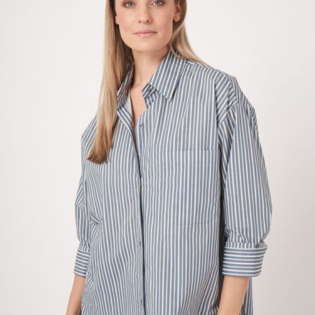 Katoenen shirt met strepen en omgeslagen manchetten