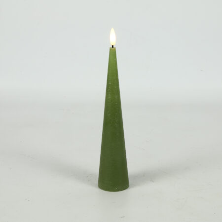 Kegelkaars rustiek LED Lyon S groen hoogte 25 x 5 cm