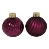 Kerstbal vaas Stripe paars glas Ø10cm | Countryfield