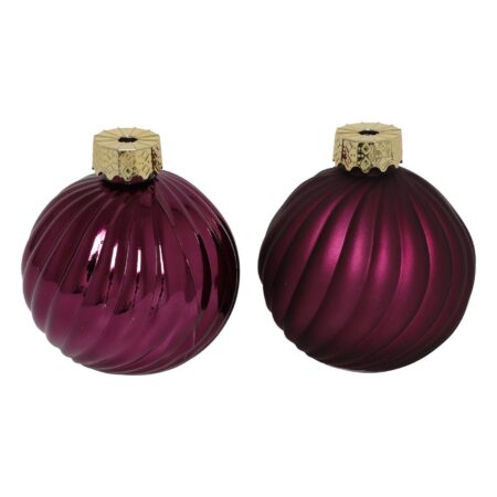 Kerstbal vaas Stripe paars glas Ø10cm | Countryfield