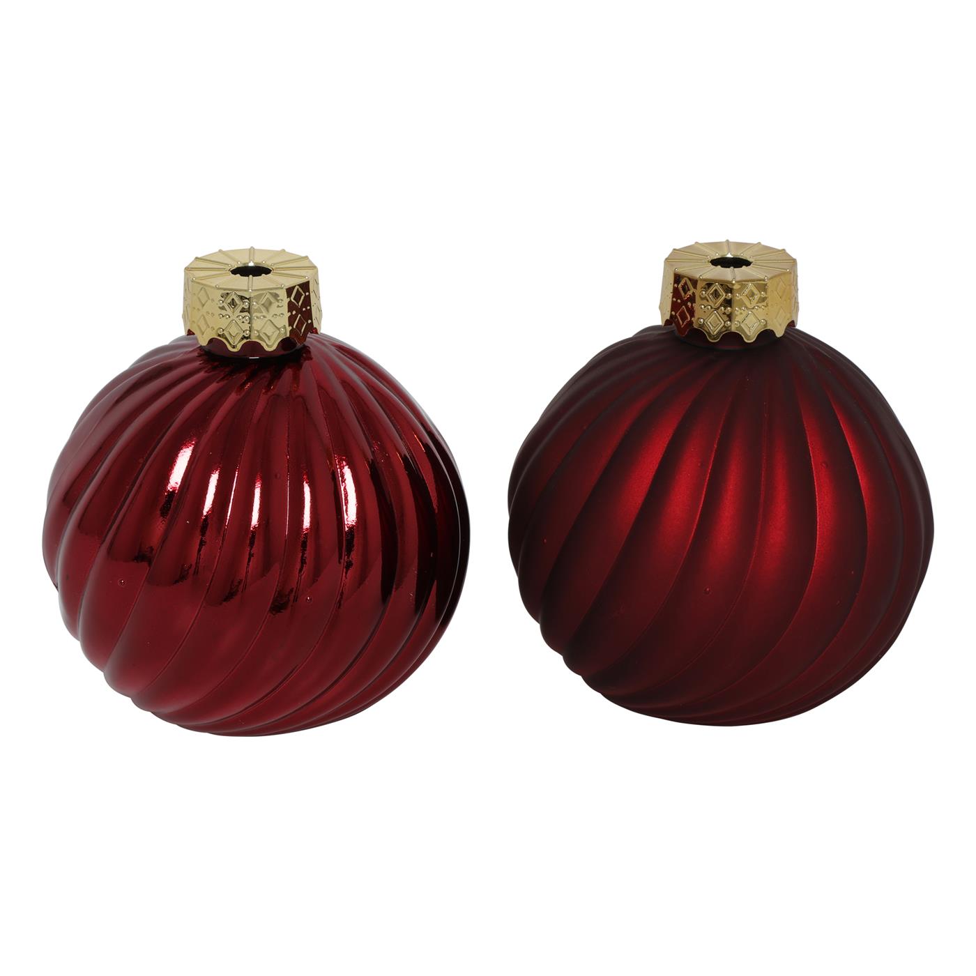 Kerstbal vaas Stripe rood glas Ø10cm | Countryfield