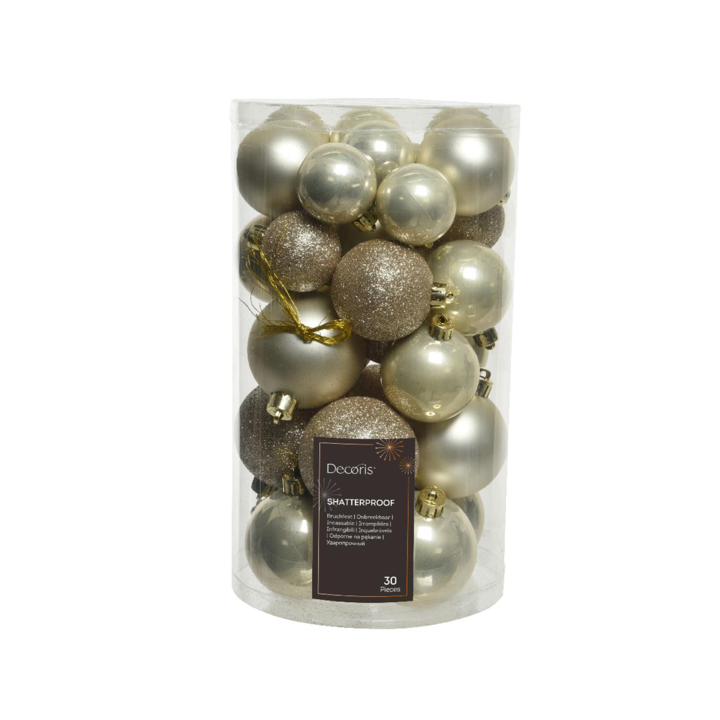 Kerstballen mix kunststof parel 30-delig | Decoris