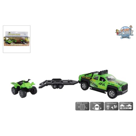 Kids Globe terreinwagen met trailer+quad | Kids Globe