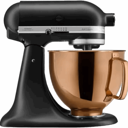 KitchenAid Artisan Mixer 5KSM125EBM Mat Zwart + Design Mengkom Koper