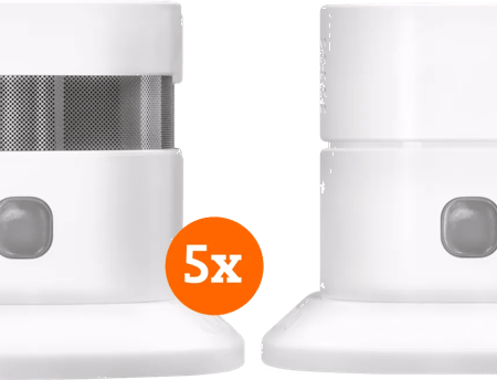 KlikAanKlikUit ZSDR-850 Rookmelder (3 jaar) 5-pack + Koolmonoxidemelder