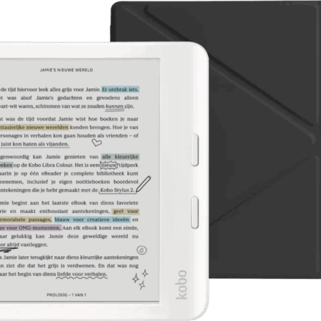 Kobo Libra Colour Wit + BlueBuilt Book Case Zwart