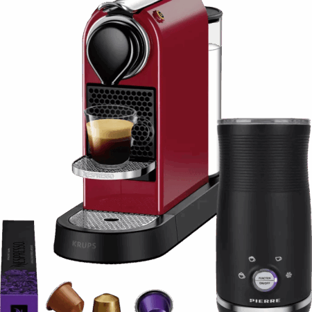 Krups Nespresso Citiz XN7415 Kersenrood + Pierre Melkopschuimer
