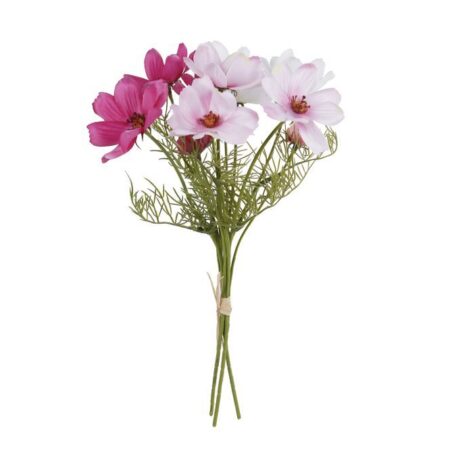 Kunst bloem Cosmos 3x wit/roze zijde 38cm