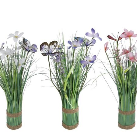 Kunst bloem Flower wit/roze/blauw a3 zijde 6