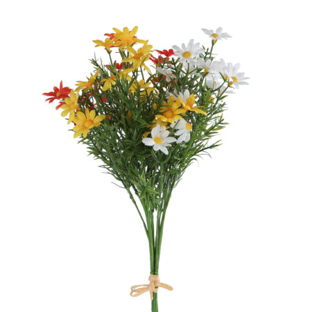 Kunstbloem Chrysant wit/geel/oranje