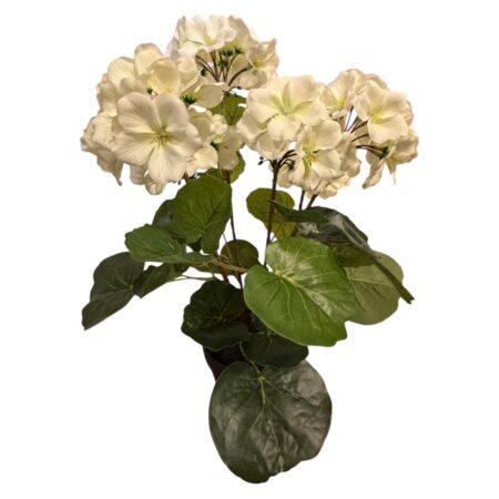 Kunstplant Pelargonium wit 42cm | Mansion Atmosphere