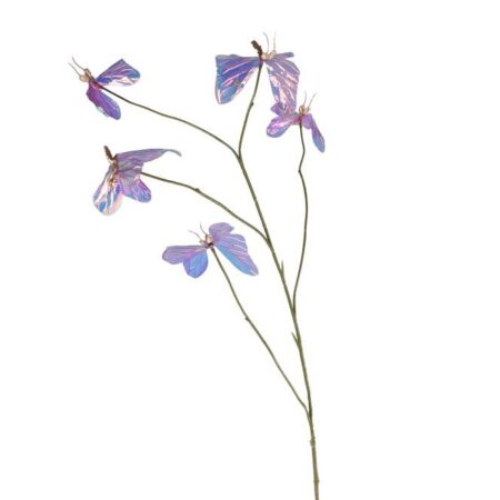 Kunstvlinder Holografic 5x creme/paars 2 assorti PE 110cm