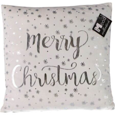 Kussen Merry Christmas wit - L40xB40xH10cm |
