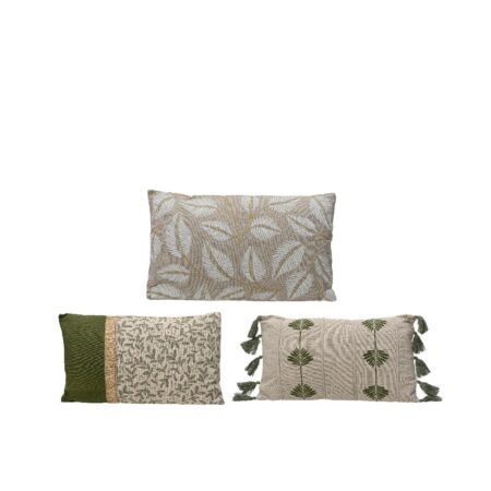 Kussen met print beige katoen 30x50cm | Decoris