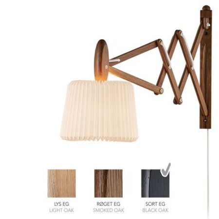 Sax 223-120S Wandlamp - Zwart eiken met papieren kap - Zijdenwit