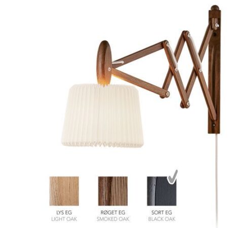 Sax 223-120S Wandlamp - Zwart eiken met standaard kap - Wit