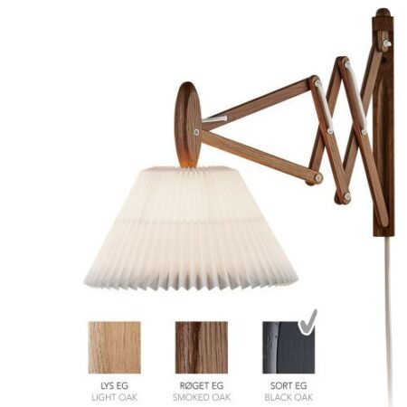 Sax 223-2/17 Wandlamp - Zwart eiken met standaard kap - Wit