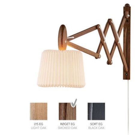 Sax 233-120S Wandlamp - Gerookt eiken met papieren kap - Zijdenwit