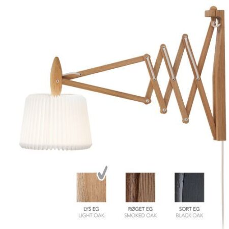 Sax 233-120S Wandlamp - Licht eiken met standaard kap - Wit