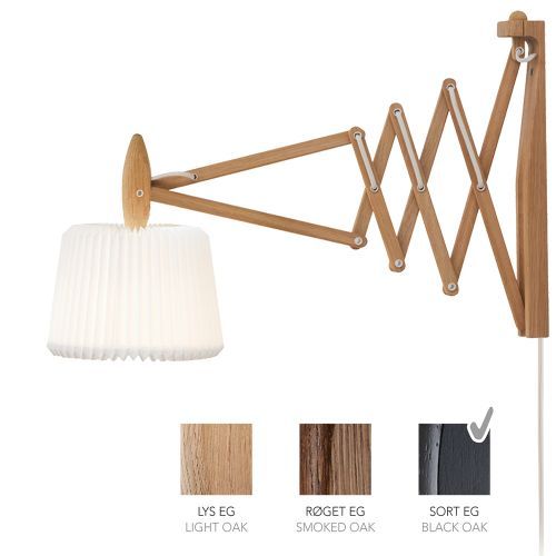Sax 233-120S Wandlamp - Zwart eiken met papieren kap - Zijdenwit