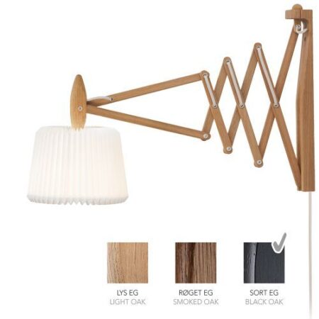 Sax 233-120S Wandlamp - Zwart eiken met standaard kap - Wit