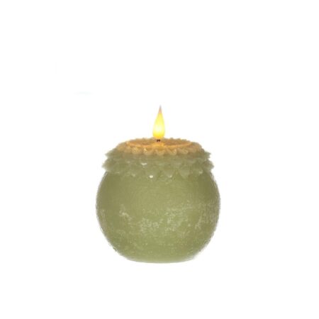 LED Kaars wax bloem parel groen Ø9xH12cm | Ideas 4 seasons