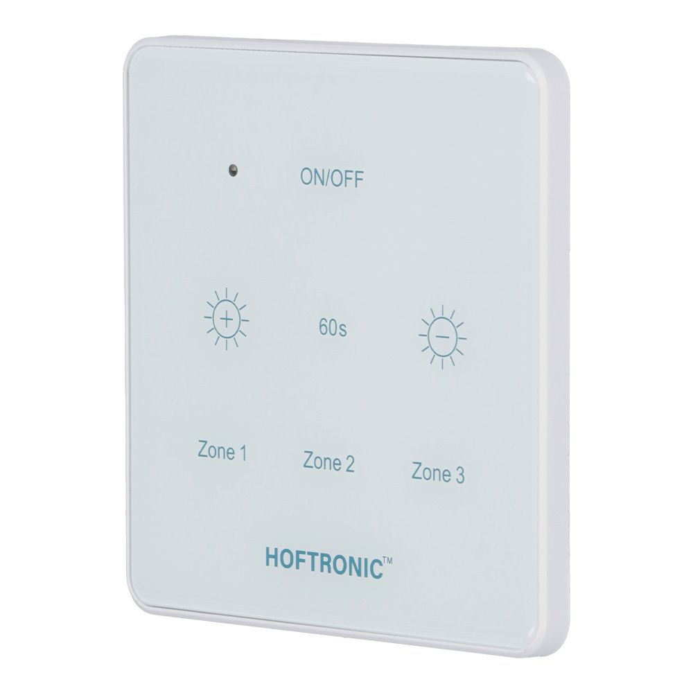 LED Muurdimmer Touchscreen - Draadloos - Touchpaneel - Geschikt voor 12V verandaverlichting - 3 kanaals - Op batterij - Wit | HOFTRONIC