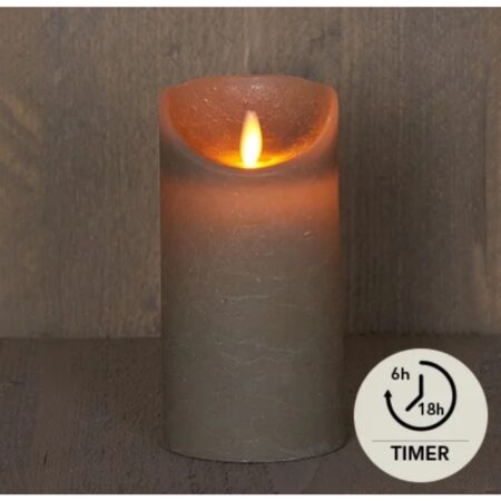 LED Rustiek stompkaars taupe 7