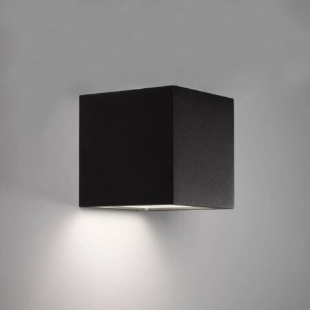 LED Solar Cube Wandlamp Zwart Vierkant