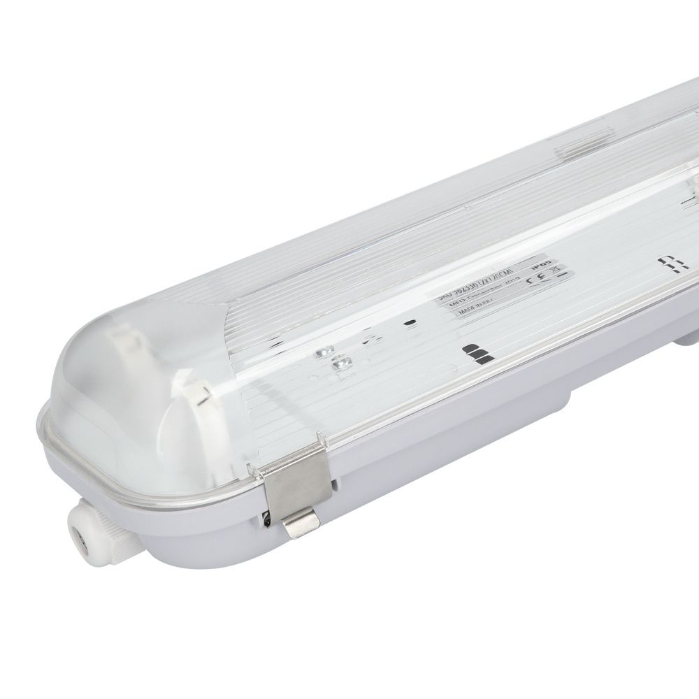 LED TL armatuur 60 cm dubbel - Koppelbaar - Geschikt voor T8 (G13) buizen - IP65 waterdicht - T8 Fitting G13 - RVS clips | HOFTRONIC