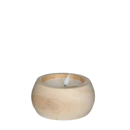 LED kaars hout Ø12 h.6 cm met timer | Ideas 4 Seasons