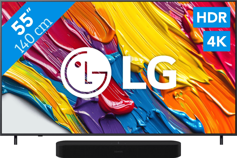 LG 55" QNED82 4K (2025) + Sonos Beam Gen2 Zwart