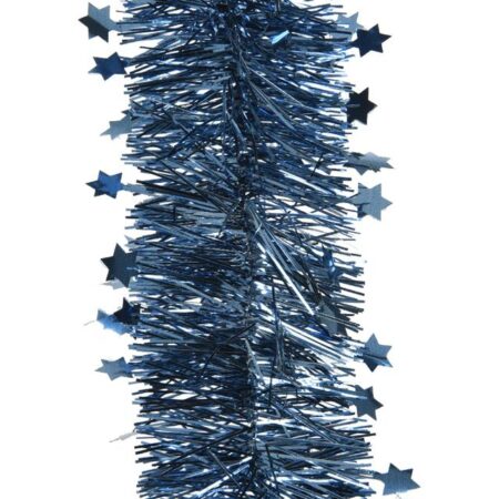 Lametta Guirlande Ster L270cm nachtblauw | Decoris