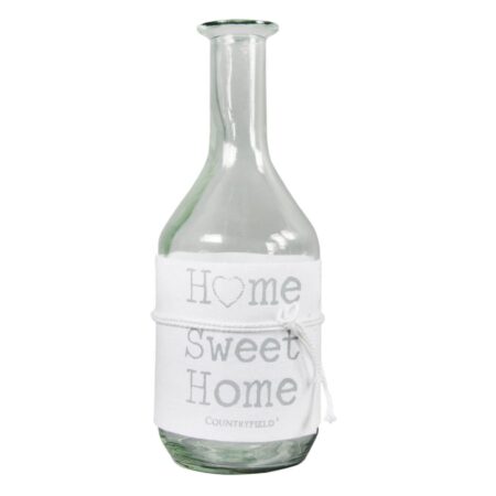 Langnekfles m/stof Home Sweet Home L wit