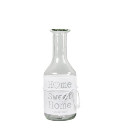 Langnekfles m/stof Home Sweet Home S wit