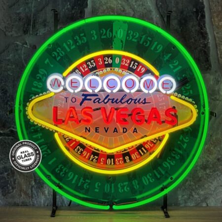 Las Vegas Roulette Neon Verlichting 65 x 65 cm - Groen