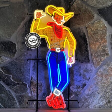 Las Vegas Vic Cowboy Neon Verlichting 52 x 106 cm - Geel