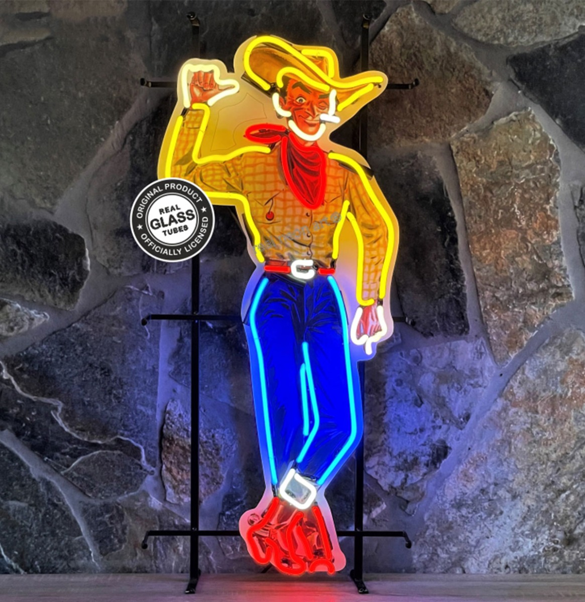 Las Vegas Vic Cowboy Neon Verlichting 52 x 106 cm - Geel