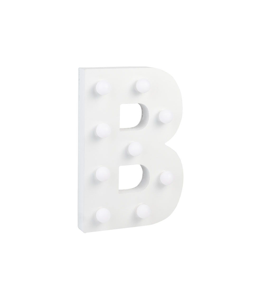 Letter B met licht hoogte 17 cm breedte 11 cm