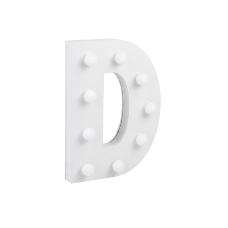 Letter D met licht hoogte 17 cm breedte 12 cm