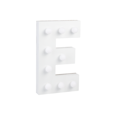 Letter E met licht hoogte 17 cm breedte 10 cm