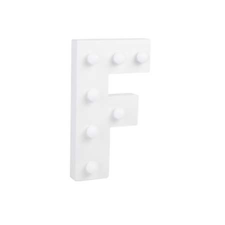 Letter F met licht hoogte 17 cm breedte 9