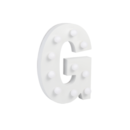 Letter G met licht hoogte 17 cm breedte 12 cm