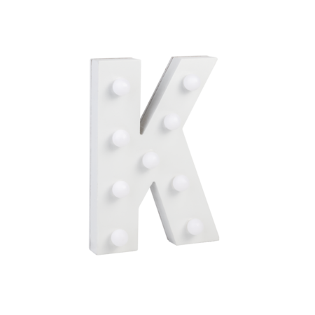 Letter K met licht hoogte 17 cm breedte 12 cm
