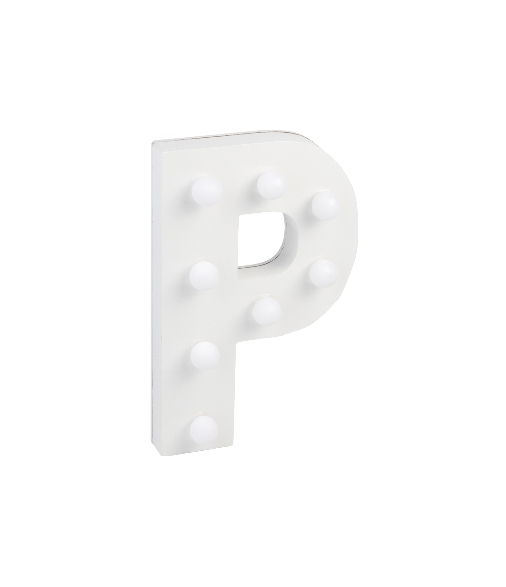 Letter P met licht hoogte 17 cm breedte 10
